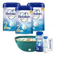 Zdjęcie produktu - Zestaw Bebilon Profutura Cesar Biotik 2 Mleko następne po 6. miesiącu, 3 x 800 g + Travel Set