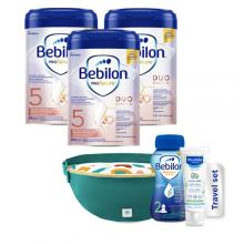 Zdjęcie produktu - Zestaw Bebilon Profutura Duobiotik 5 Formuła na bazie mleka dla przedszkolaka, 3 x 800 g + Travel Set