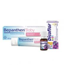 Zestaw BEPANTHEN Baby Maść ochronna, 100g + DICOFLOR krople dla niemowląt i dzieci, 5ml