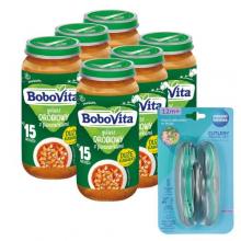 Zestaw BoboVita Gulasz drobiowy z pieczarkami po 15 miesiącu, 6 x 250 g + Canpol Babies Zestaw sztućc&oacute;w w etui, 1 szt.