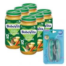 Zestaw BoboVita Warzywa w potrawce z cielęciną po 12 miesiącu, 6 x 250 g + Canpol Babies Zestaw sztućc&oacute;w w etui, 1 szt.
