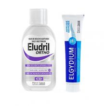 Zestaw ELGYDIUM ANTI-PLAQUE pasta do zęb&oacute;w, 75 ml + Eludril ORTHO Płyn do płukania jamy ustnej, 500 ml