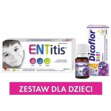 Zdjęcie produktu - Zestaw ENTitis do ssania truskawkowy, 30pastylek + Dicoflor Baby krople, 5ml