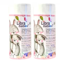 Zdjęcie produktu - Zestaw Libra-Babies Ręczniki bawełniane jednorazowe dla niemowląt rolka grube 2w1, 2 x 100 szt.