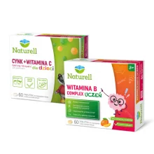 Zestaw Naturell Witamina B Complex Uczeń, 60 tabl. + Naturell Cynk + Witamina C dla dzieci, 60 tabl. do żucia