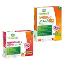 Zdjęcie produktu - Zestaw Naturell Witamina B Complex Uczeń, 60 tabl. + Naturell Omega-3 Uczeń żelki, 27 szt.