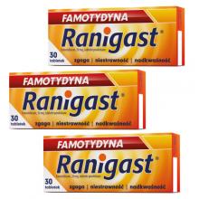 Zdjęcie produktu - Zestaw Ranigast Famotydyna 20mg, 3x 30 tabletek