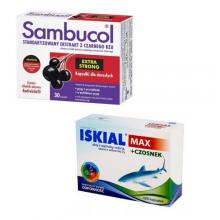 Zestaw SAMBUCOL Extra Strong, 30 kapsułek + Iskial Max Czosnek, 120 kapsułek