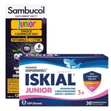 Zestaw Sambucol Junior, 120ml + Iskial Junior kapsułki do żucia, 30 kaps.