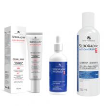 Zestaw SEBORADIN Anti-Dandruff Szampon Przeciwłupieżowy, 200 ml + Serum przeciwłupieżowe do sk&oacute;ry głowy, 100ml + Peeling, 100ml 