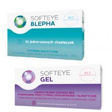 ZESTAW SOFTEYE BLEPHA Chusteczki okulistyczne do higieny powiek, 14 szt. + Softeye Gel żel do oczu, 20 pojemniczk&oacute;w x 0,4ml
