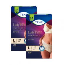 Zestaw TENA Lady Pants Plus Creme L 95-130 cm, bielizna chłonna, 30 sztuk x 2 opakowania