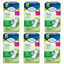 Zdjęcie produktu - Zestaw TENA Lady slim NORMAL Wkłady anatomiczne, 12 sztuk x 6 opakowań