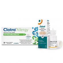 Zestaw ZABAK 0,25 mg/ml Krople do oczu na alergię, 5ml + CLATRA Allergy 20mg Lek przeciwalergiczny, 10tabl.
