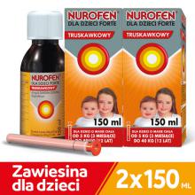 Zestawy 2x Nurofen dla dzieci Forte truskawkowy, 150ml
