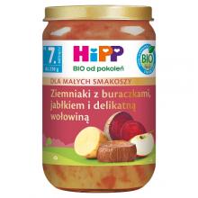 Zdjęcie produktu - HiPP BIO Ziemniaki z buraczkami jabłkiem delikatną wołowiną po 7. miesiącu, 220 g