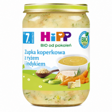 Zdjęcie produktu - HiPP Zupka koperkowa z ryżem i indykiem BIO, 190 g