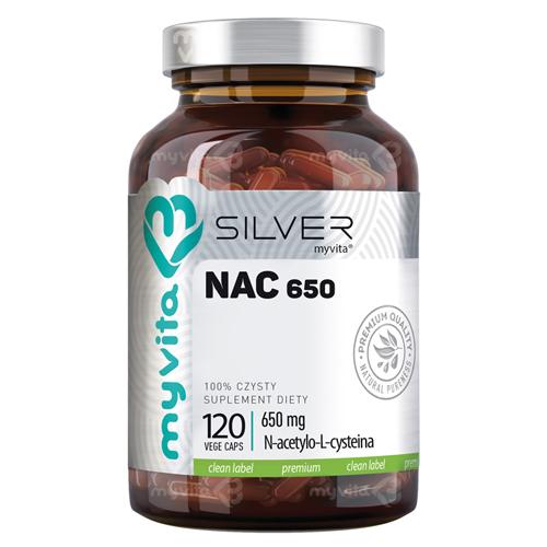 Miniaturka artykułu - MyVita Silver Pure NAC 650 mg, 120 kaps.