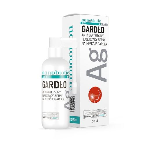 Miniaturka artykułu - Nanobiotic Med Silver Gardło Antybakteryjny i łagodzący spray na infekcje gardła, 30 ml