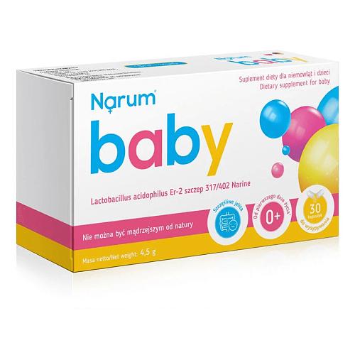 Miniaturka artykułu - NARUM Baby Probiotyk dla dzieci 0-3 lat, 150 mg, 30 kaps.