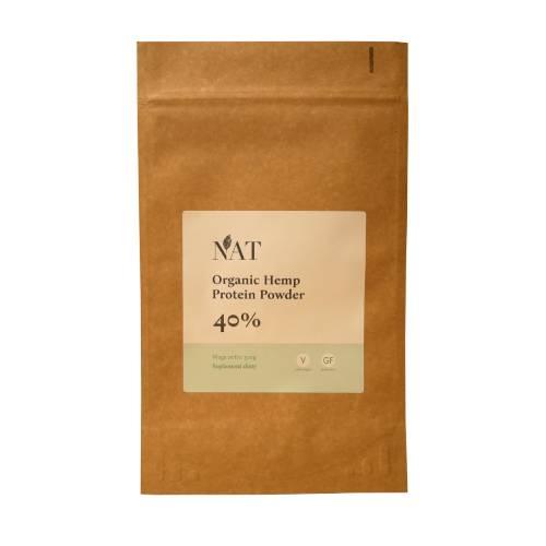 Miniaturka artykułu - Nat Organic Hemp Protein Powder Organiczne białko konopne w proszku (bezglutenowe) 40%, 500 g