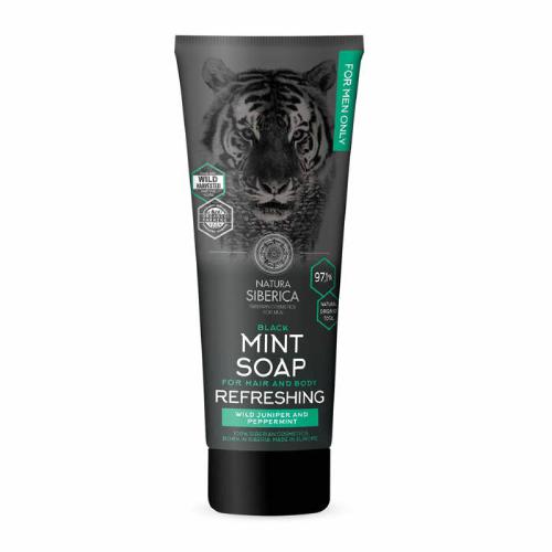 Miniaturka artykułu - NATURA SIBERICA Men Czarne mydło do włos&oacute;w i ciała, 200ml