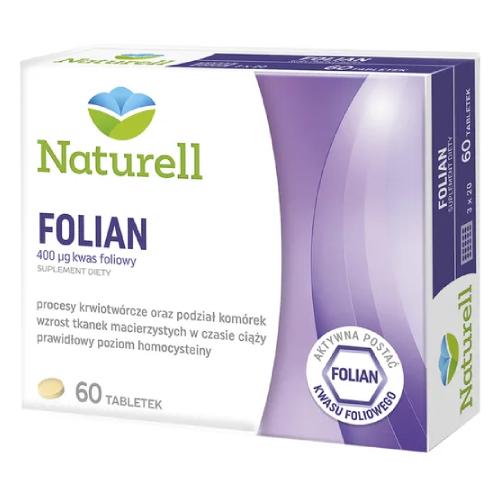 Miniaturka artykułu - NATURELL Folian kwas foliowy - 60 tabletek