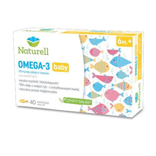 Miniaturka artykułu - Naturell Omega 3 baby, 40 kaps. KR&Oacute;TKA DATA 01.09.2026