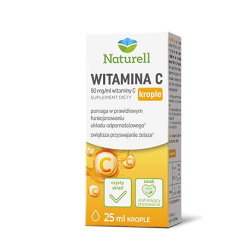 Miniaturka artykułu - NATURELL Witamina C krople, 25ml KR&Oacute;TKA DATA 31.08.2026