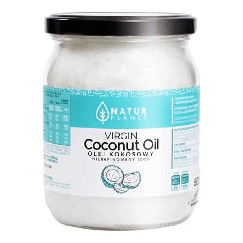 Miniaturka artykułu - NaturPlanet Olej Kokosowy Nierafinowany, 500ml