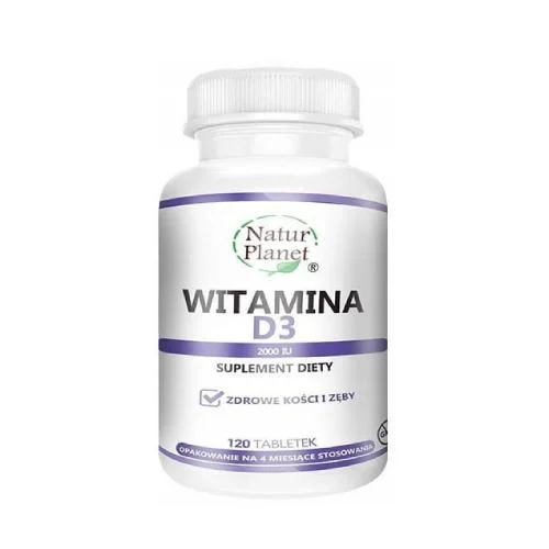 Miniaturka artykułu - NaturPlanet Witamina D3 2000IU, 120 tabletek KR&Oacute;TKA DATA 31.10.2026