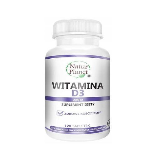 Miniaturka artykułu - NaturPlanet Witamina D3 2000IU, 120 tabletek