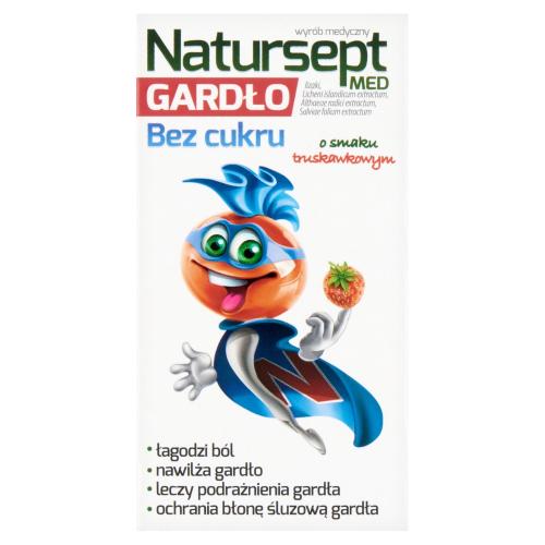 Miniaturka artykułu - NATURSEPT MED GARDŁO lizaki bez cukru smak truskawkowy, 6szt.