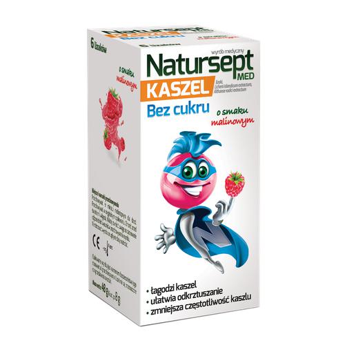 Miniaturka artykułu - NATURSEPT MED KASZEL lizaki bez cukru smak malinowym, 6szt.