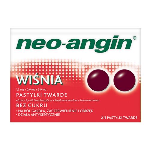 Miniaturka artykułu - Neo-Angin Wiśnia bez cukru, 24 pastylki twarde