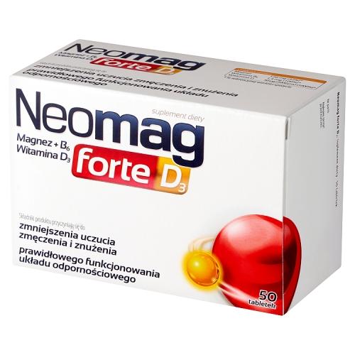 Miniaturka artykułu - Neomag forte D3, 50 tabl. - suplement diety z magnezem i witaminami B6 i D3