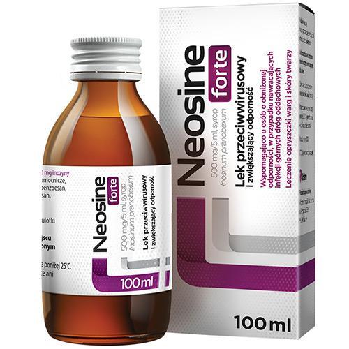 Miniaturka artykułu - Neosine Forte syrop 500 mg / 5 ml, 100 ml - Lek przeciwwirusowy i zwiększający odporność USZKODZONE OPAKOWANIE TEKTUROWE