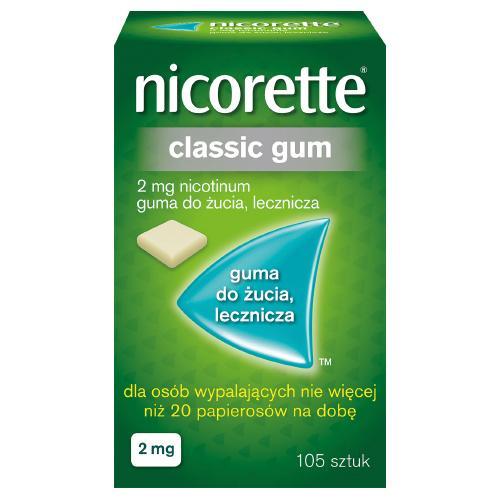 Miniaturka artykułu - NICORETTE CLASSIC GUM -  2 mg x 105 sztuk USZKODZONE OPAKOWANIE TEKTUROWE