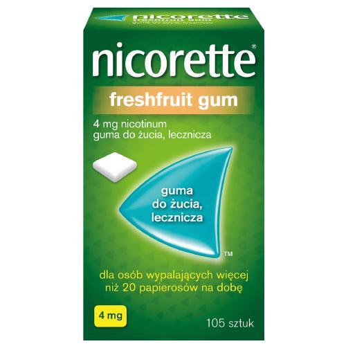 Miniaturka artykułu - NICORETTE FRESHFRUIT GUM 4 mg, 105 sztuk USZKODZONE OPAKOWANIE
