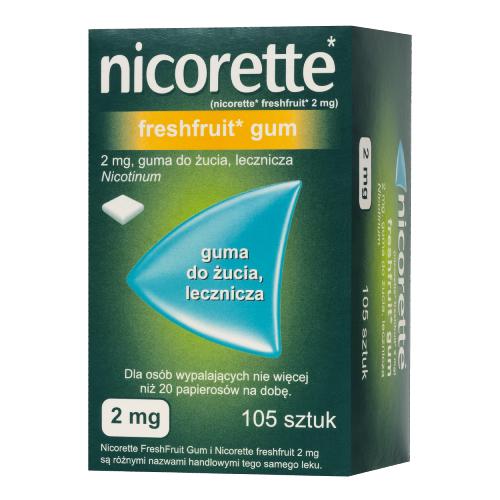 Miniaturka artykułu - Nicorette Freshfruit Gum Guma do żucia lecznicza 2 mg, 105 sztuk