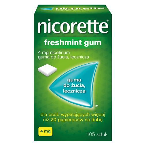 Miniaturka artykułu - Nicorette Freshmint Gum 4mg, 105 szt. USZKODZONE OPAKOWANIE TEKTUROWE