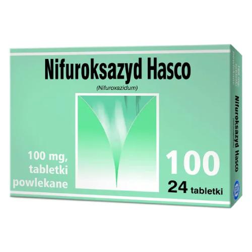 Miniaturka artykułu - NIFUROKSAZYD  100 mg  - 24 tabletki  powlekane 
