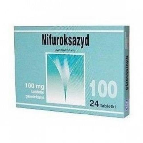 Miniaturka artykułu - NIFUROKSAZYD  100 mg  - 24 tabletki  powlekane USZKODZONE OPAKOWANIE TEKTUROWE