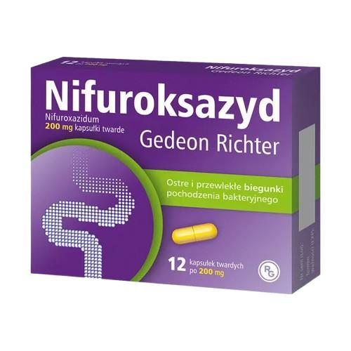 Miniaturka artykułu -  Nifuroksazyd Gedeon Richter 200 mg - 12 kapsułek BRAK OPAKOWANIA