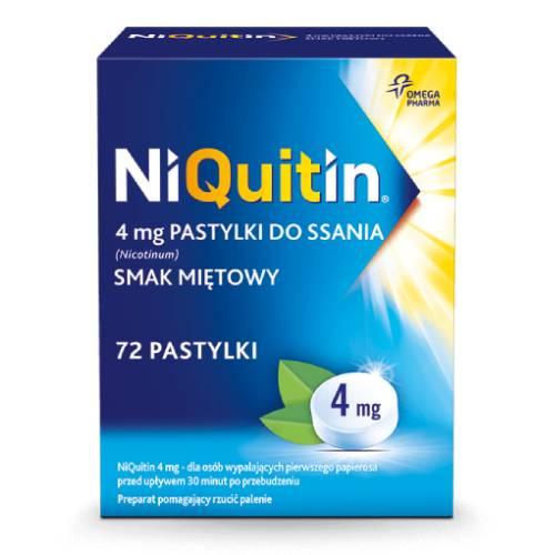 Miniaturka artykułu - NiQuitin Pastylki do ssania 4 mg, 72 sztuki