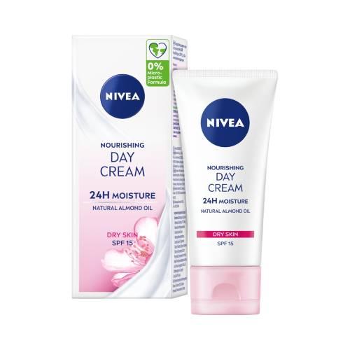 Miniaturka artykułu - NIVEA 24H Nawilżenia Odżywczy krem do twarzy z SPF15, 50 ml