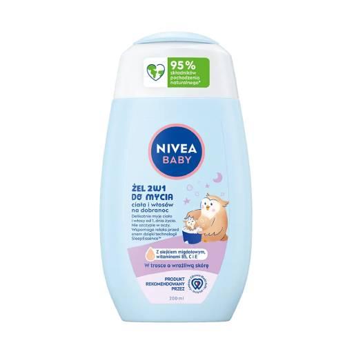 Miniaturka artykułu - NIVEA Baby Żel do mycia ciała i włos&oacute;w 2w1 Na dobranoc, 200ml