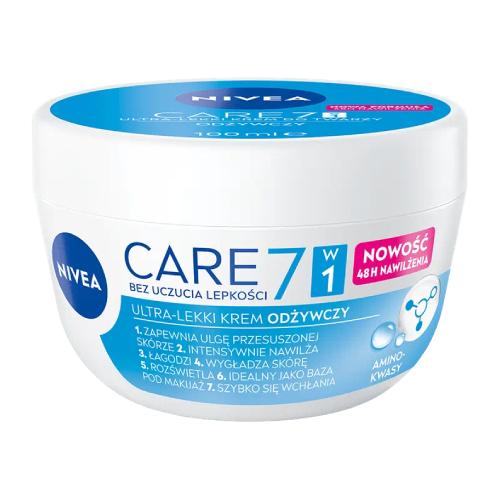 Miniaturka artykułu - Nivea Care Ultra Lekki krem do twarzy odżywczy 7w1, 100 ml
