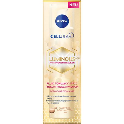 Miniaturka artykułu - NIVEA Cellular Luminous630 Fluid tonujący przeciw przebarwieniom SPF20, 40ml