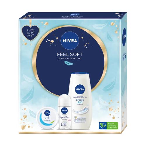 Miniaturka artykułu - NIVEA Feel Soft Zestaw Żel pod prysznic, 250ml + Antyperspirant, 50ml + Krem do twarzy i ciała, 100ml